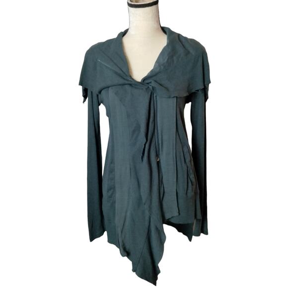 Tiny Anthropologie Womens Sz XS Dark Grey Layered Cardigan Cotton Silk Blend - Picture 1 of 9